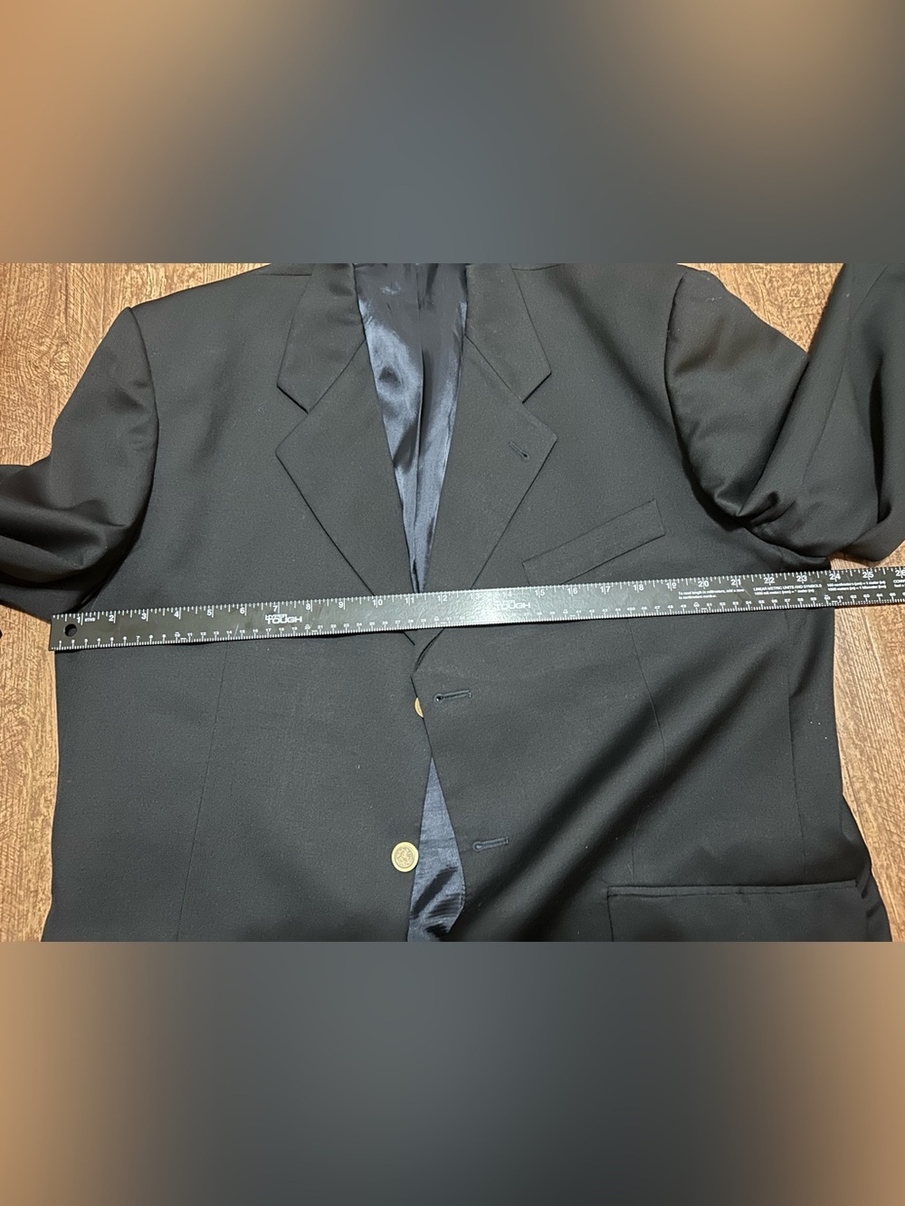 Roberto Villini Men’s Super 100 Wool Blazer Black Gold Buttons Italy 48 50 - Picture 10 of 13